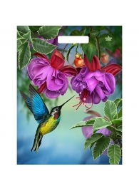 Пакет с принтом в виде колибри в цветах с вырубной ручкой (31х40 см) - Сима-Ленд - купить с доставкой в Петрозаводске