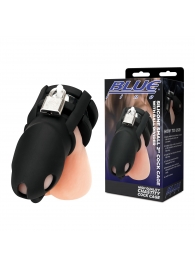 Черная клетка для пениса Silicone Small 2 in Cock Cage With Ball Divider - BlueLine - купить с доставкой в Петрозаводске