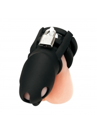 Черная клетка для пениса Silicone Small 2 in Cock Cage With Ball Divider - BlueLine - купить с доставкой в Петрозаводске