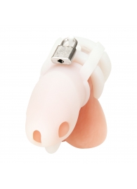 Белая клетка для пениса Silicone Small 2 in Cock Cage With Ball Divider - BlueLine - купить с доставкой в Петрозаводске