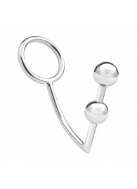 Кольцо на пенис с анальным стимулятором Two Bead Stainless Steel Anal Hook   Cock Ring - BlueLine - в Петрозаводске купить с доставкой