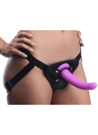 Лиловый поясной страпон Navigator Silicone G-Spot Dildo with Harness - 17,8 см. - XR Brands - купить с доставкой в Петрозаводске