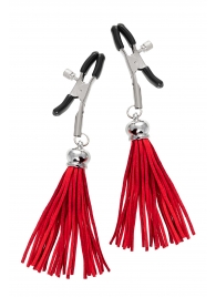 Зажимы на соски «Прищепки» с красными кисточками из замши - Pecado - купить с доставкой в Петрозаводске