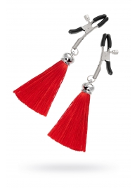 Зажимы на соски «Прищепки» с красными кисточками из шелка - Pecado - купить с доставкой в Петрозаводске