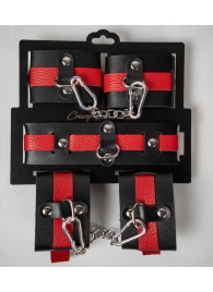 Черно-красный набор фиксаций: наручники, оковы и ошейник - Crazy Handmade - купить с доставкой в Петрозаводске