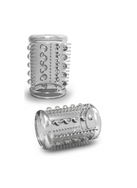 Прозрачная насадка с шипами и шишечками STAY HARD COCK SLEEVE 03 CLEAR - Blush Novelties - в Петрозаводске купить с доставкой