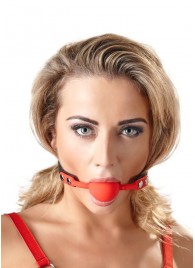 Силиконовый кляп-шар на чёрных ремешках Red Gag silicone - Orion - купить с доставкой в Петрозаводске