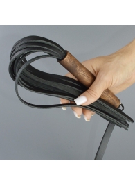 Черная кожаная плеть с деревянной рукоятью - 44 см. - Sitabella - купить с доставкой в Петрозаводске