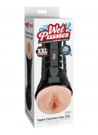Телесный мастурбатор-вагина в черной колбе Super Luscious Lips XXL - Pipedream - в Петрозаводске купить с доставкой