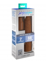 Коричневая насадка на член 2  Silicone X-tension - 20,3 см. - Pipedream - в Петрозаводске купить с доставкой