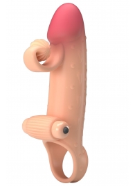 Телесная вибронасадка на пенис с подхватом мошонки - 20 см. - Baile - в Петрозаводске купить с доставкой