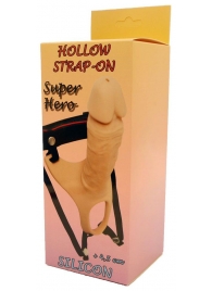 Телесный полый страпон на ремешках - 16,5 см. - Boys of Toys - купить с доставкой в Петрозаводске