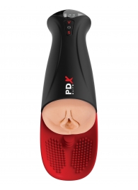 Телесный мастурбатор-вагина в черной колбе с вибрацией Fuck-O-Matic Pro XL - Pipedream - в Петрозаводске купить с доставкой