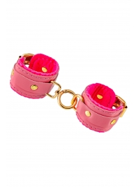 Розовые двуслойные кожаные оковы - Pecado - купить с доставкой в Петрозаводске