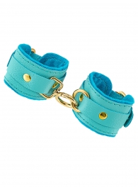 Голубые двуслойные кожаные наручники-браслеты - Pecado - купить с доставкой в Петрозаводске