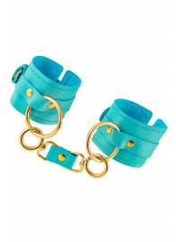 Голубые однослойные кожаные наручники - Pecado - купить с доставкой в Петрозаводске