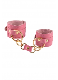 Розовые однослойные кожаные наручники - Pecado - купить с доставкой в Петрозаводске