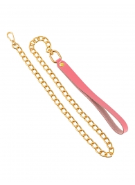 Розовый кожаный поводок с карабином для ошейника - 80 см. - Pecado - купить с доставкой в Петрозаводске