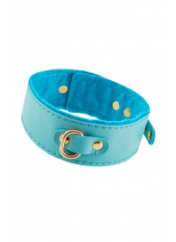 Голубой двуслойный кожаный ошейник с подкладкой из фетра - Pecado - купить с доставкой в Петрозаводске