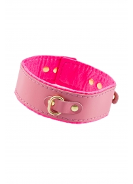 Розовый двуслойный кожаный ошейник с подкладкой из фетра - Pecado - купить с доставкой в Петрозаводске