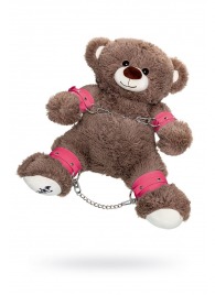 Бондажный набор: бурый мишка с розовыми оковами и наручниками - Pecado - купить с доставкой в Петрозаводске