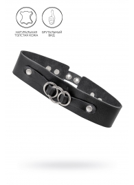 Черный чокер-ошейник со связанными кольцами на подложке - Pecado - купить с доставкой в Петрозаводске