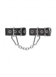 Черные кожаные наручники-браслеты из одного ремешка с люверсами - Pecado - купить с доставкой в Петрозаводске