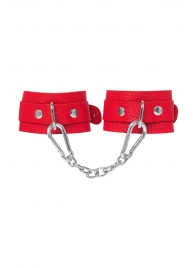 Красные кожаные наручники-браслеты со скруглёнными углами - Pecado - купить с доставкой в Петрозаводске