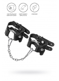 Черные кожаные наручники-браслеты из двух ремешков - Pecado - купить с доставкой в Петрозаводске