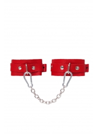 Красные кожаные узкие оковы со скруглёнными углами - Pecado - купить с доставкой в Петрозаводске