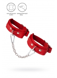 Красные кожаные узкие оковы со скруглёнными углами - Pecado - купить с доставкой в Петрозаводске
