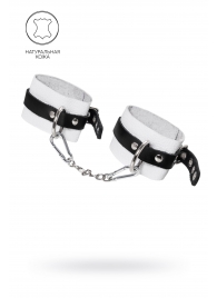 Бело-черные мягкие оковы с одним ремешком и люверсами - Pecado - купить с доставкой в Петрозаводске