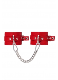 Красные мягкие кожаные оковы с люверсами - Pecado - купить с доставкой в Петрозаводске
