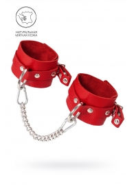 Красные мягкие кожаные оковы с люверсами - Pecado - купить с доставкой в Петрозаводске