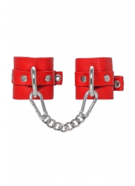 Красные мягкие кожаные наручники с люверсами - Pecado - купить с доставкой в Петрозаводске