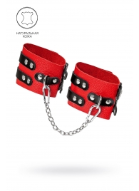 Красно-черные мягкие оковы с двумя ремешками с люверсами - Pecado - купить с доставкой в Петрозаводске