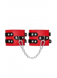Красно-черные мягкие оковы с двумя ремешками с люверсами - Pecado - купить с доставкой в Петрозаводске
