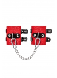 Красно-черные мягкие наручники с двумя ремешками с люверсами - Pecado - купить с доставкой в Петрозаводске