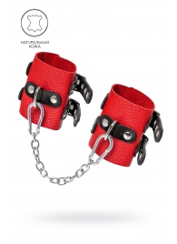 Красно-черные мягкие наручники с двумя ремешками с люверсами - Pecado - купить с доставкой в Петрозаводске