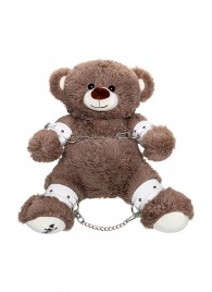 Бондажный набор: бурый мишка с белыми оковами и наручниками - Pecado - купить с доставкой в Петрозаводске