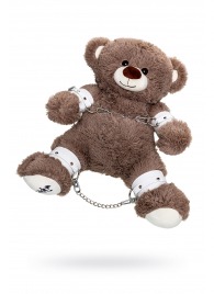 Бондажный набор: бурый мишка с белыми оковами и наручниками - Pecado - купить с доставкой в Петрозаводске