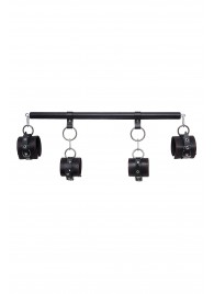 Черная распорка с 4 манжетами для рук и ног - Pecado - купить с доставкой в Петрозаводске