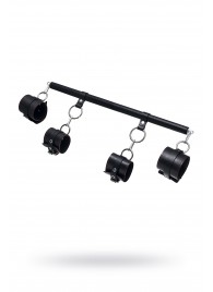 Черная распорка с 4 манжетами для рук и ног - Pecado - купить с доставкой в Петрозаводске