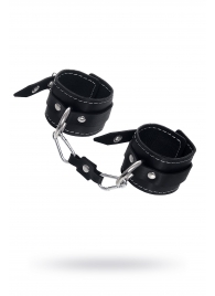 Черные двухслойные наручники с белой строчкой - Pecado - купить с доставкой в Петрозаводске