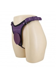 Фиолетовые трусики харнесс с платформой Caludio III - Baile - купить с доставкой в Петрозаводске