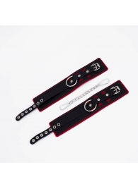 Черно-красные оковы с красной строчкой Sex - Crazy Handmade - купить с доставкой в Петрозаводске