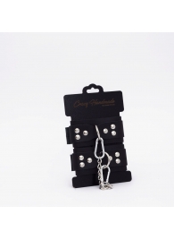 Черные кожаные наручники с регулируемыми ремешками - Crazy Handmade - купить с доставкой в Петрозаводске