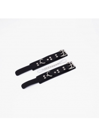 Черные кожаные наручники с регулируемыми ремешками - Crazy Handmade - купить с доставкой в Петрозаводске