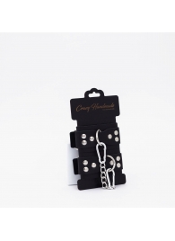 Черные кожаные оковы с регулируемыми ремешками - Crazy Handmade - купить с доставкой в Петрозаводске