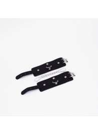 Черные кожаные наручники с хромированной фурнитурой - Crazy Handmade - купить с доставкой в Петрозаводске